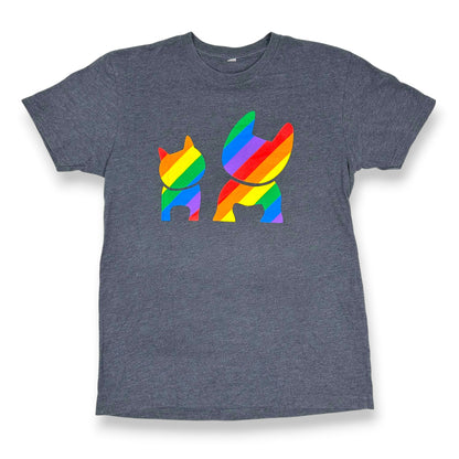 Rainbow Frenchie Silohuettes Grey Tee