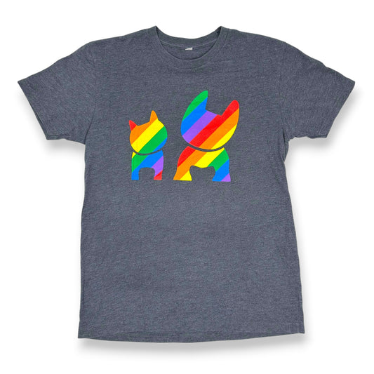 Rainbow Frenchie Silohuettes Grey Tee