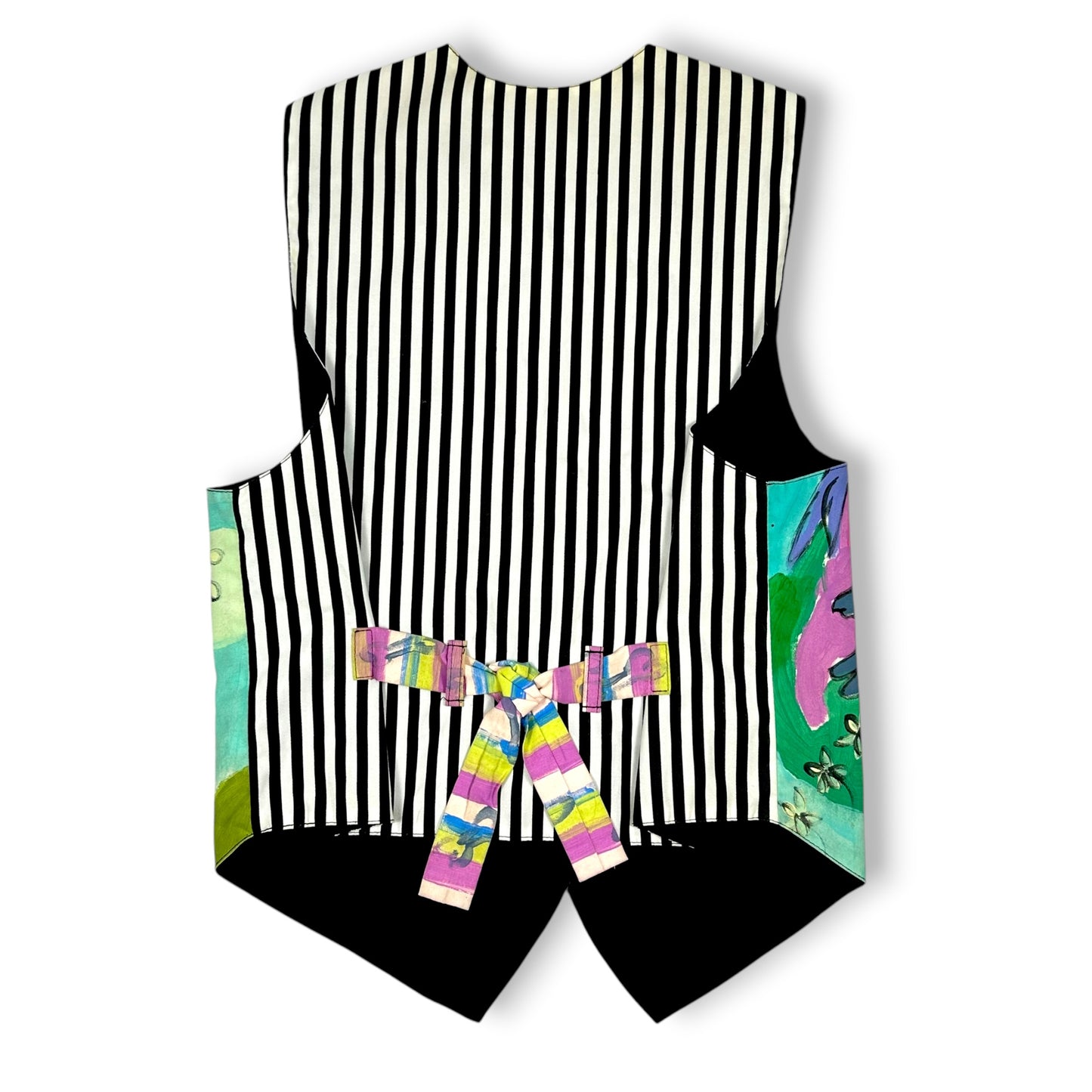 Vintage Handpainted Striped Dog Themed Vest