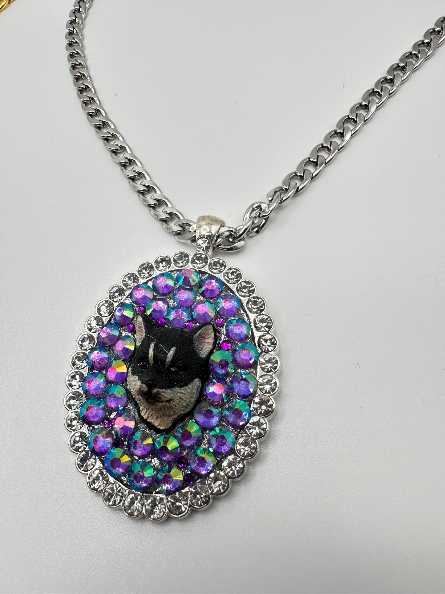 Purple Kaleidoscopic Pup Necklacd
