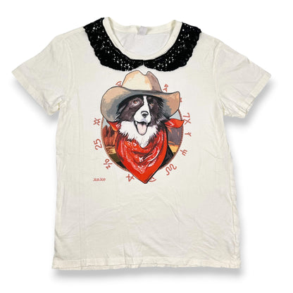 Zodiac Cowboy Dog Themed Tee with Lace Collar