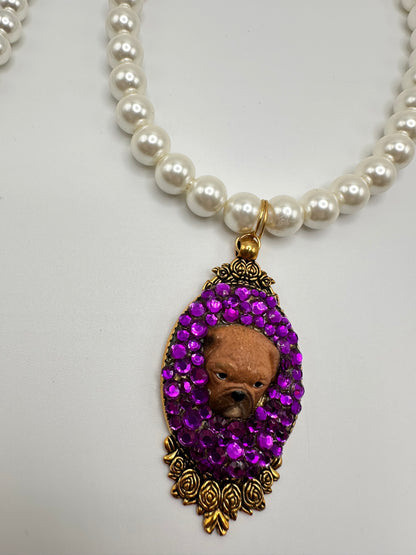 Purple Priss Bulldog Necklace
