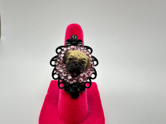 Pug in Pink Ring