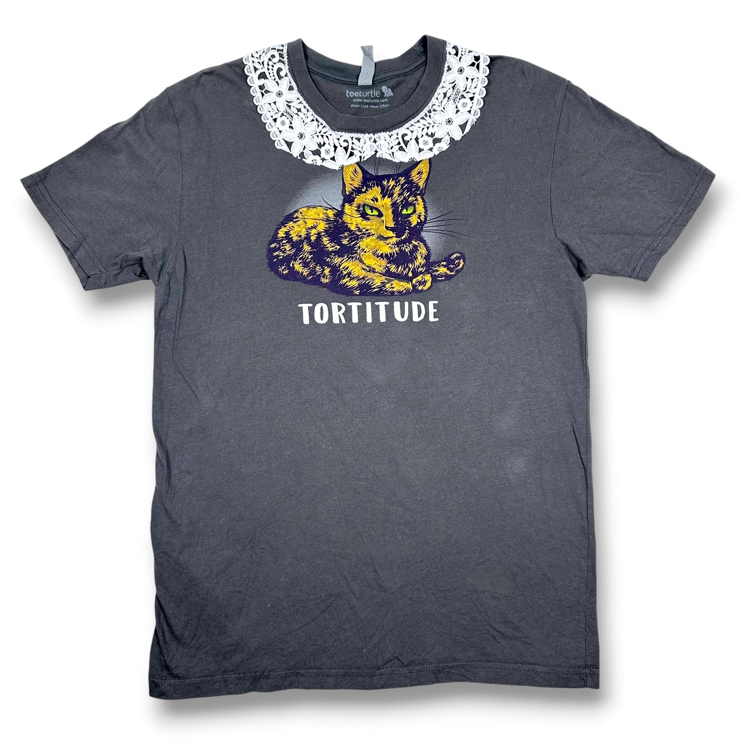 Serving Tortitude Cat Tee with Lace Collar