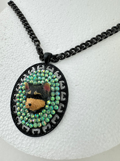 Yorkie Takes on Emerald City Necklace