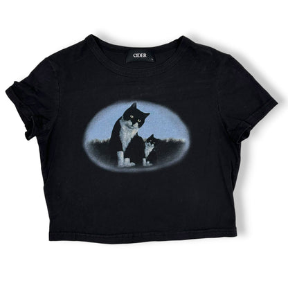 Tuxedo Cat Cropped Tee
