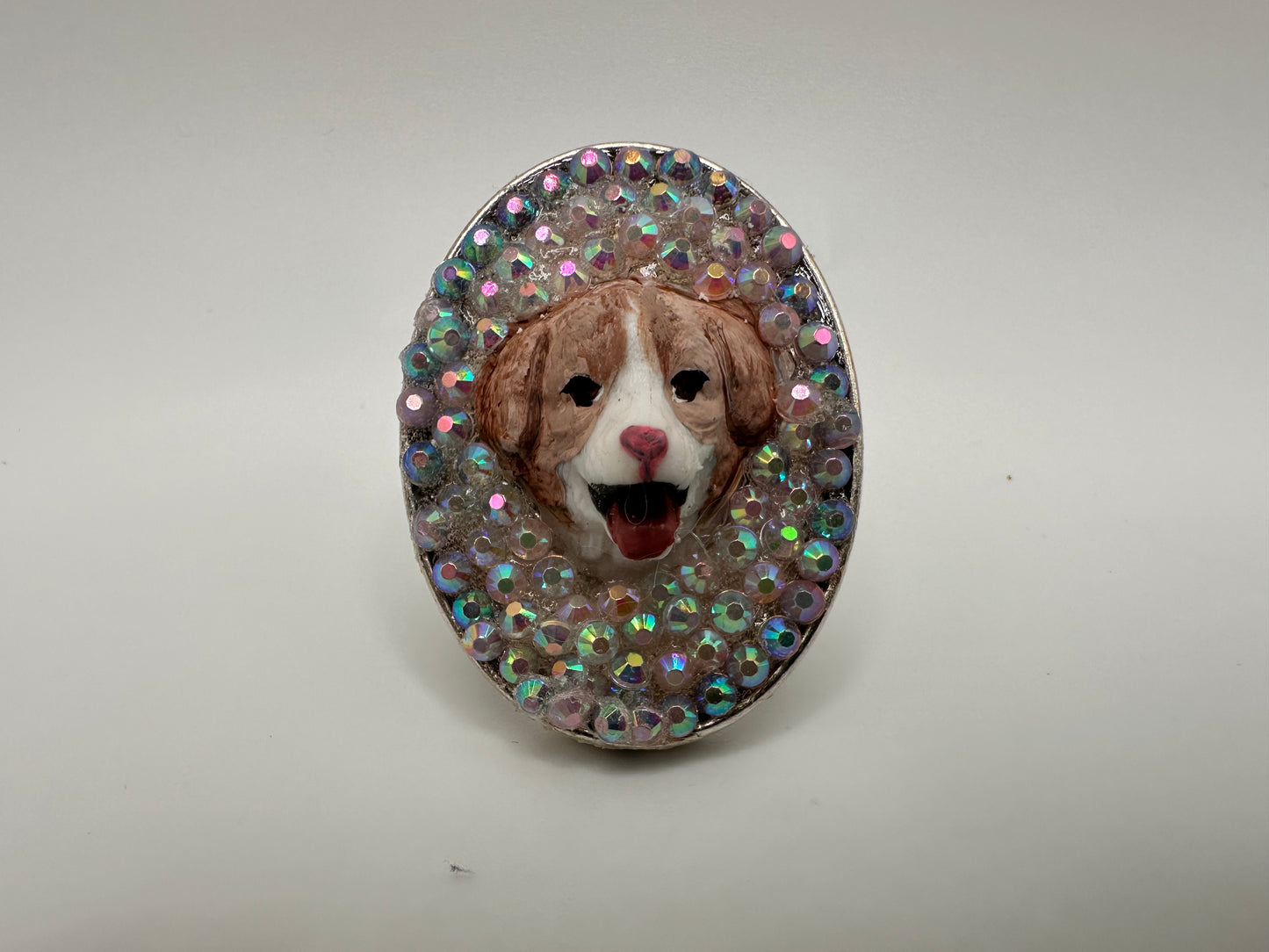 Precious Pastel Pup Rhinestone Ring