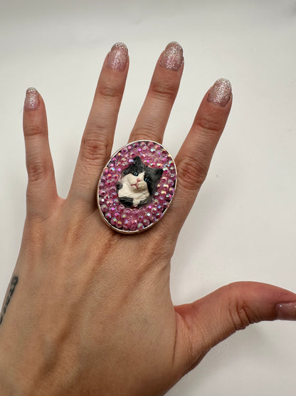 Femme Feline Pink Rhinestone Ring