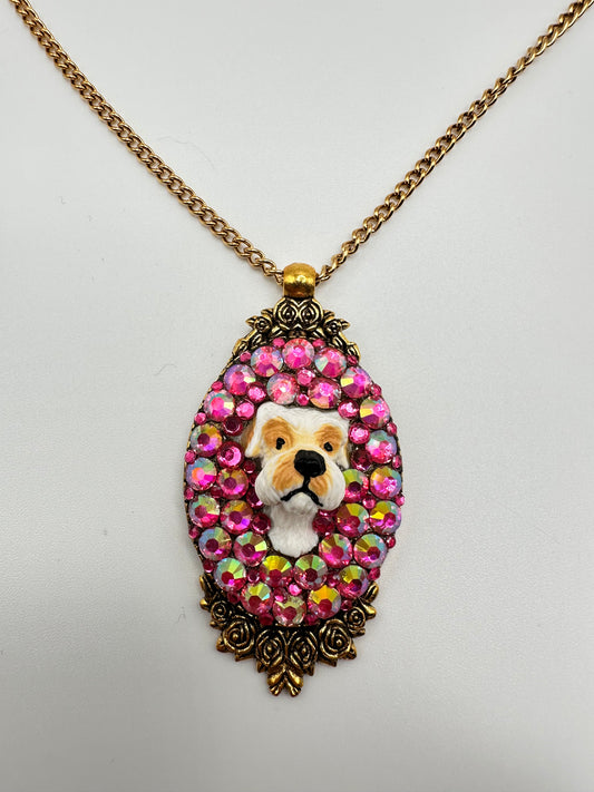 Pink Pup Goldtone Regal Necklace