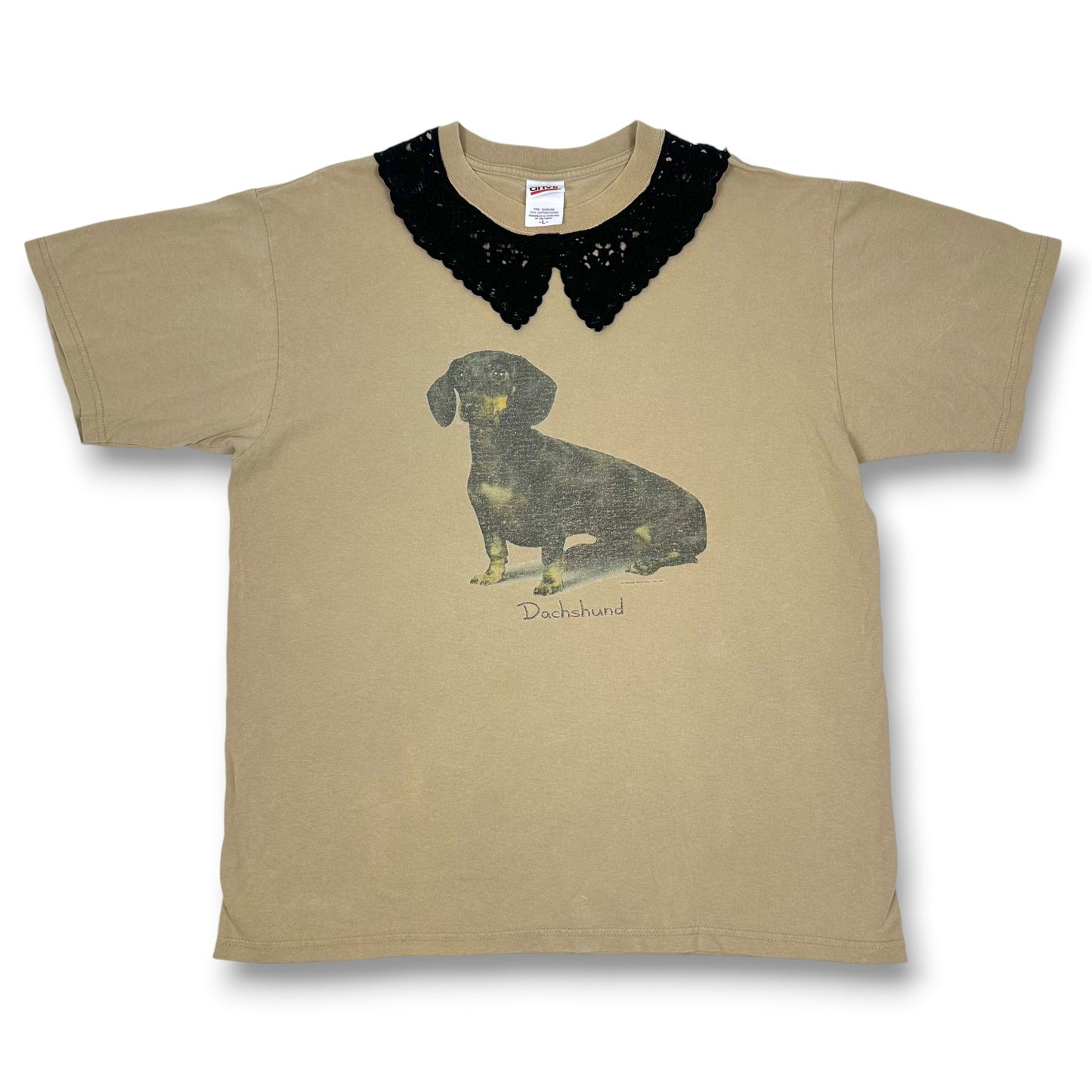 Vintage Daschund Tee with Black Lace Collar