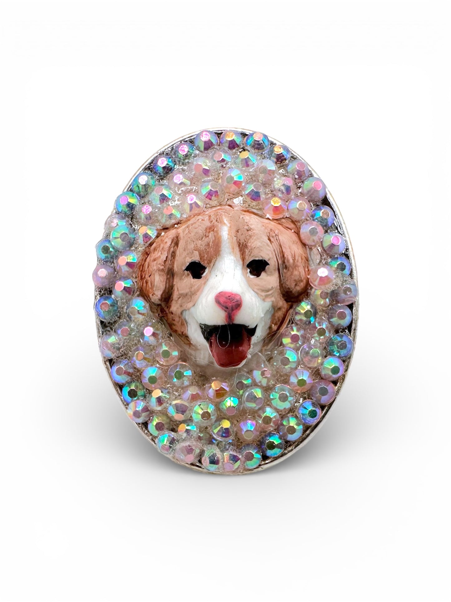 Precious Pastel Pup Rhinestone Ring
