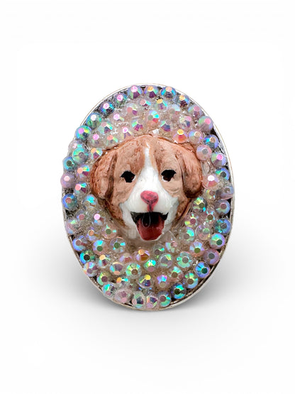 Precious Pastel Pup Rhinestone Ring