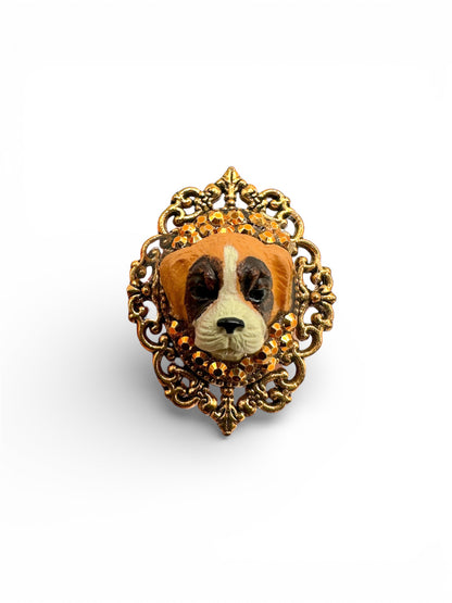 Boxer Bedazzled Golden Royalty Ring