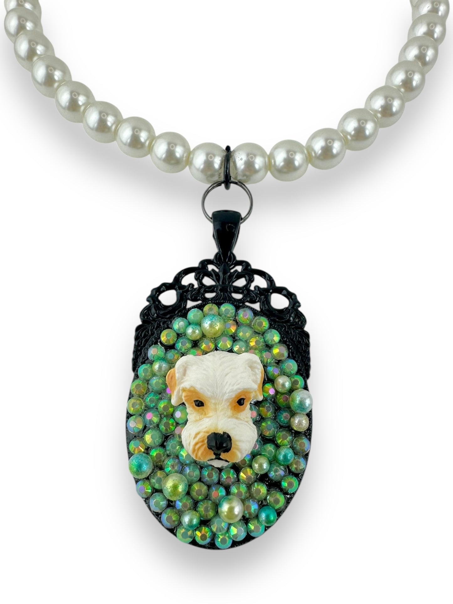 Terrier in Emerald City Pearl Necklace