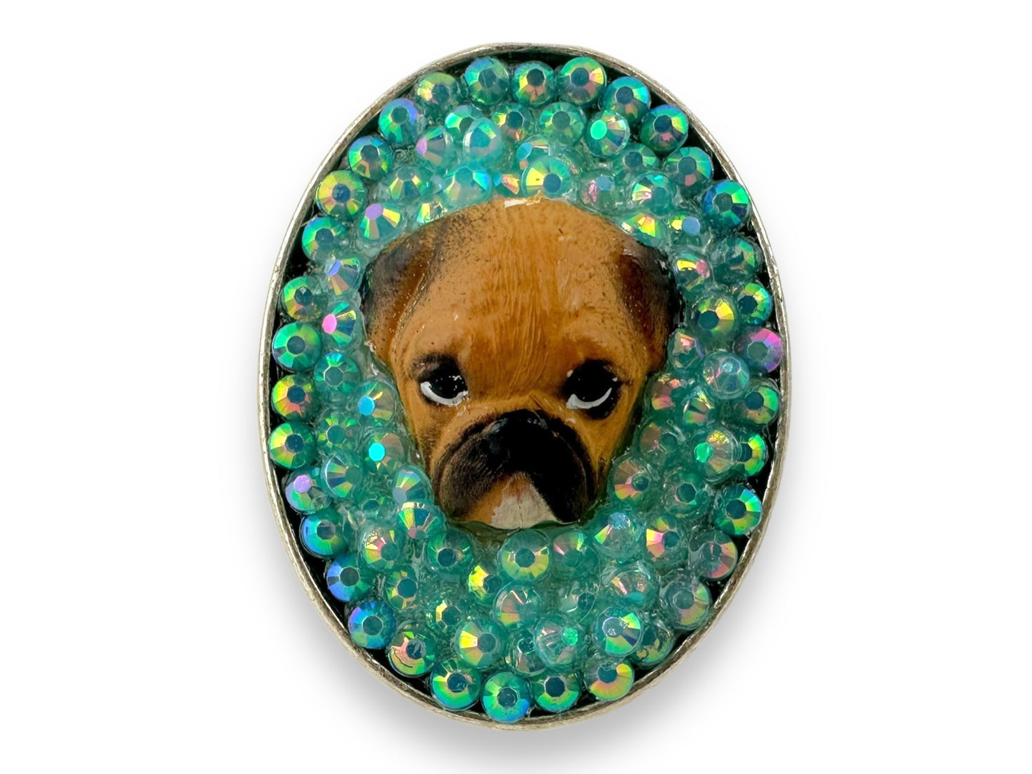 Tenderhearted Turquoise Bedazzled Bulldog Ring